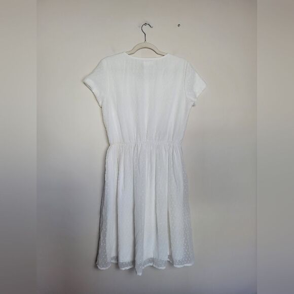 Downeast White Midi Dress Swiss Dot Cottagecore Fairycore Modest Angel Medium - Picture 9 of 12